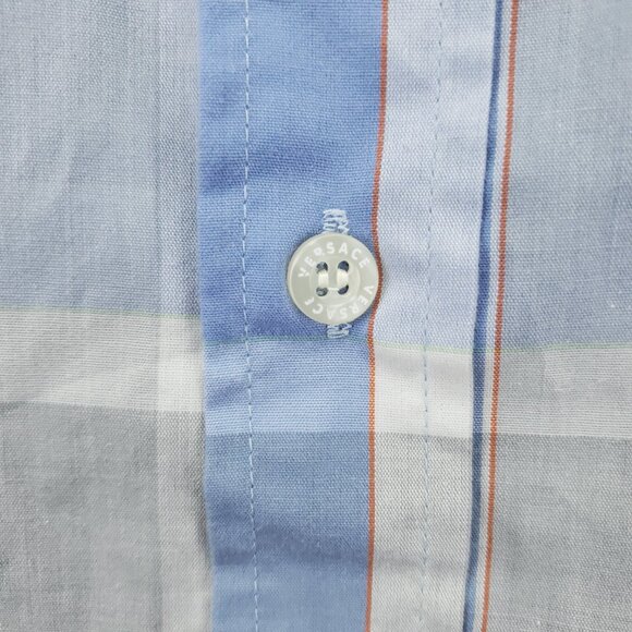 *RARE* Gianni Versace K2000 Plaid Shirt Mens XL Blue Grey - Picture 8 of 13